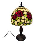 Tiffany Style Table Lamp - Stained Glass Shade And Decorative Base - Ca. 1980’S (No Cracks) thumbnail 3