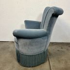 Vintage Cocktailstoel, Frankrijk 1960's, Blauw Velours thumbnail 8