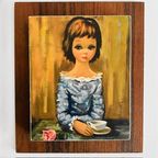 Set Retro Schilderijtjes Eden Groot Oog Meisje 1960’s thumbnail 7