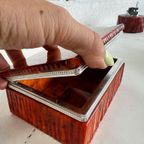 Vintage Italiaans Oranje Albasten Kistje (handcarved) thumbnail 5