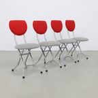 4x Postmoderne Klapstoel Chroom & Wol, 1990s thumbnail 3