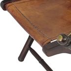 Officer’S Chair - Wood And Leather Upholstery - Military Campaign Style thumbnail 4