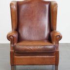 Comfortabele En In Goede Staat Verkerende Schapenleren Oorfauteuil Met Een Tijdloos Design thumbnail 8