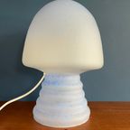 Peill Putzler (?) Glas Mushroomlamp Gespikkeld Blauw , Mat / Satijn Jaren 60-70 Design Glazen Lam thumbnail 5