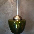 Vintage Groene Art Deco Bubbelglas Conische Hanglamp thumbnail 3