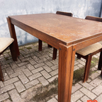 Brutalist Jaren 60 Eetkamerset (uitschuifbare Stafel + 4 Stoelen) thumbnail 9