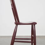 Vintage Hollandse Boeren Eetkamer/bijzetstoel Gemaakt Van Bordeaux Rood Gekleurd Hout thumbnail 2