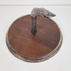 Vintage Verzilverd Wildzwijn Serveerschaal Dienblad Hout ’70 thumbnail 5