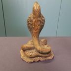 Een In Albast Gesneden Vintage Beeld Van Een Cobra thumbnail 8
