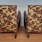 Set Van 2 Loungestoelen Van Jindrich Halabala H-237 Wit/Bruin thumbnail 4