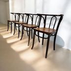 Vintage Bentwood Stoel Met Bloem Patroon Zitting (Thonet?) thumbnail 2