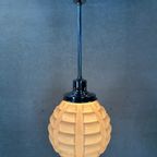 Art Deco Rosé Opaline En Chroom Hanglamp thumbnail 7