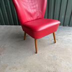 Vintage Cocktail Fauteuil In Rood Skai Leder thumbnail 2