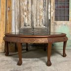 Vintage Jaren ‘50 Chinese Theetafel/ Salontafel Met Originele Glasplaat. thumbnail 5
