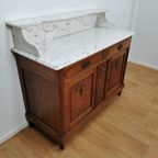 Vintage Frans Dressoir Commode, Ladekast Badkamermeubel Met Marmer Blad 903 thumbnail 11