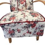 Halabala H-237 Stoelen Gerestaureerd, Wit Met Bloemen thumbnail 4