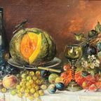 Jules Félix Ragot (1835-1912) "Stilleven Met Fruit". Beroemde Franse Kunstenaar. thumbnail 3