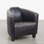 Zwarte Rundleren Aviator Fauteuil Met Een Strak Design En Een Leuke Vormgeving thumbnail 6
