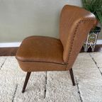 Vintage Cocktail Fauteuil In Bruin Kunstleder thumbnail 5