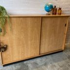 Vintage Mid-Century (Xl) Schoolkast,Schuifdeurkast,Dressoir thumbnail 14