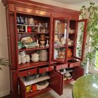 China Rustik Wood Cabinet With Hutch Colored In Red thumbnail 6