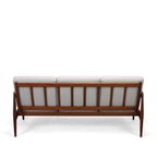 Grijze Geherstoffeerde Teak Paper Knife Sofa By Kai Kristiansen Voor Magnus Olesen, 1960S thumbnail 9