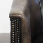 Unieke Set Van 2 Subtiele Zwart/ Grijze Schapenleren Clubfauteuils Met Een Mooi Patina thumbnail 11