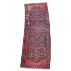Oude Oosterse Loper Met De Hand Gemaakt Met Voornamelijk Donkerblauw & Rood Tinten 315x105cm thumbnail 2