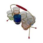 Ca. 1950’S - Germany - Set Of Shot (Schnapps) Glasses And Holder - Multi Colored thumbnail 9