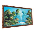 Vintage Indonesisch Olieverf Schilderij Xl Landschap Waterval thumbnail 5