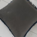Vintage Geknoopt Wollen Kussen Blauw Oranje Beige thumbnail 5