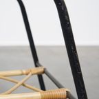 Leuke Vintage Jaren ’60 Rotan Salontafel Met Glazen Tafelblad Met Een Mooi Zwart Metalen Frame thumbnail 10
