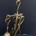Massief Messing Set / Haardstel Voor De Open Haard / Houtkachel, 47 Cm Hoog thumbnail 2