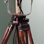 Vloerlamp Op Houten Driepoot, Vintage Militaire thumbnail 7