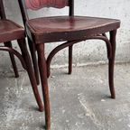 Set Van 4 Rode Houten Stoelen Door Jacob & Josef Kohn Uit Oostenrijk 1900 thumbnail 3
