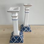 Kaarsenstandaard Kandelaar Blauw Wit Handmade Portugal thumbnail 2