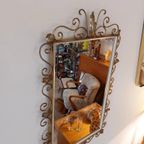Vintage Rechthoekig Deknudt Spiegel Wandspiegel Messing thumbnail 5