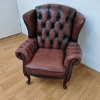 Vintage Chesterfield Stijl Fauteuil, Oorfauteuil 209 thumbnail 5