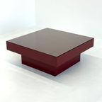 Mid Century Rode Italiaanse Salontafel Met Glazen Blad thumbnail 11