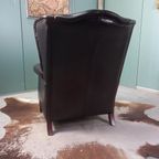 Stoere Zwarte Schaapsleren Vintage Bendic Wingback Fauteuil thumbnail 18