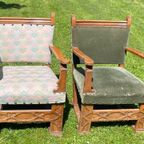 Twee Antieke Groene Fauteuils thumbnail 2