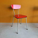 Retro, Vintage Formica Stoel, Rood Formica, Metalen Frame thumbnail 2