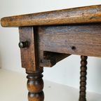 Prachtige Antieke Eikenhouten Eetkamer-/bijzettafel thumbnail 19