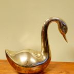 Grote Vintage Xl Messing Zwaan Zwaantje Vogel Groot thumbnail 2