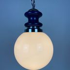 Vintage Glass Sphere With Blue Metal Pendant From The 1970's thumbnail 11