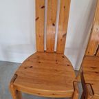 Vintage Brutalist Chapo Stijl Grenen Eetkamer Stoelen thumbnail 4