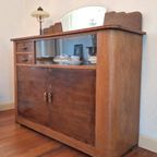 Vintage Dressoir In Art Deco Style, Buffet Kast Met Vitrine thumbnail 2