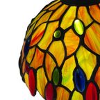 Tiffany Style Table Lamp - Stained Glass Shade And Decorative Base - Ca. 1980’S (No Cracks) thumbnail 4