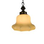 Art Deco Stijl - Hanglamp - Opaline Glas - Messing - 3E Kwart 20E Eeuw thumbnail 2