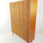 Vintage Deense Boekenkast Met Klep Teak Fineer thumbnail 2